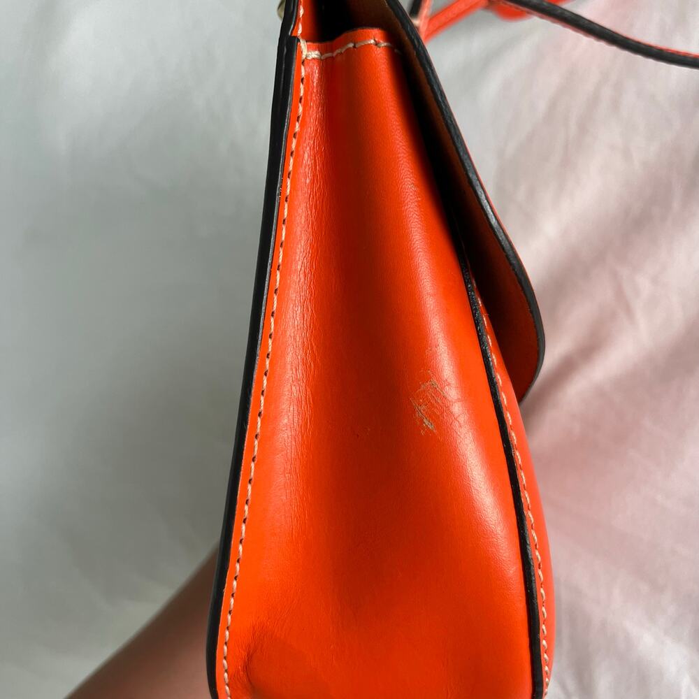 Dooney & Bourke Alto Orange Leather Saddle Crossbody Bag Purse - Picture 6 of 10